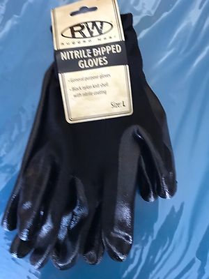 Rugged Wear Black  Nitrile Dipped Gloves, Large-image