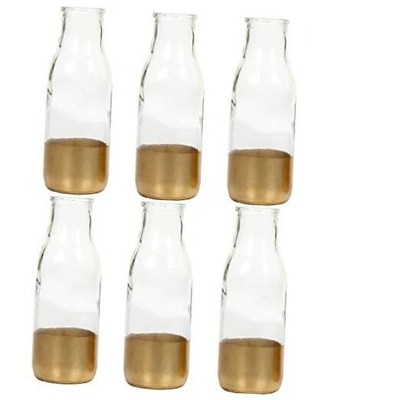  Set of 6, Glass Storage Bottles with Gold Dip Glass Clear & Gold large *6-image