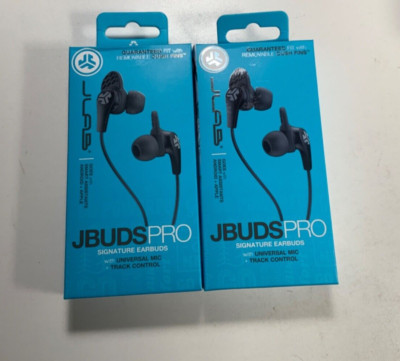 Lot Of (2) JLAB JBuds Pro Signature Earbuds Titanium 10mm in Black, Sealed-image