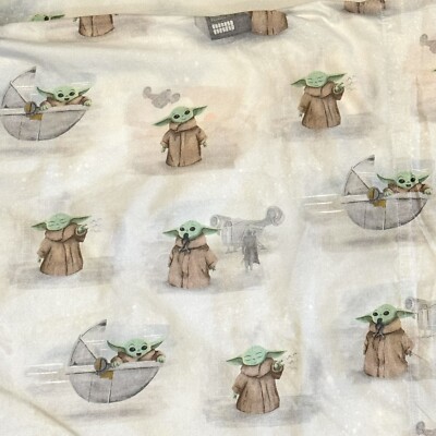 StarWars Pottery Barn Kids Organic Cotton Baby Yoda FULL Flat + Fitted Sheet Set-image