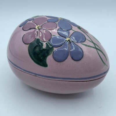 KAY FINCH CALIFORNIA POTTERY EGG SHAPED TRINKET BOX-image