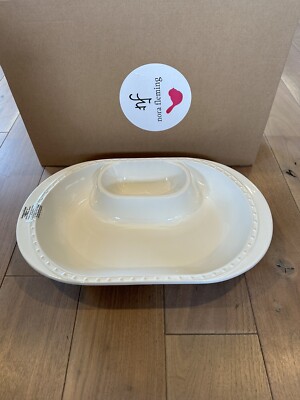 Nora Fleming Large Pearl Dot Chip and Dip Oval Bowl Platter Stoneware Retired N5-image