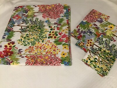 Pottery Barn King Woodland Tree Paint By Numbers Duvet & 3 Euro Shams-image