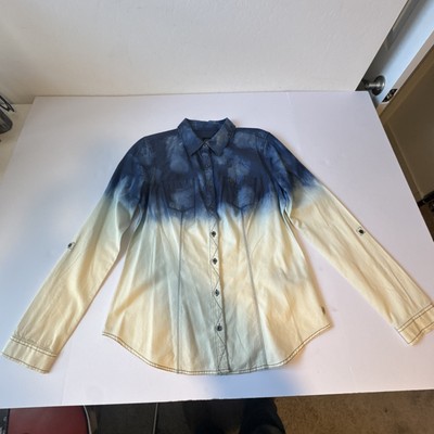 Harley Davidson Women Black Label Indigo Dip-Dye Shirt Slim Fit 96393-16VW LARGE-image