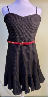 City Studio Womens Juniors Strapless Black Cocktail Party Dress with Belt Size L-image