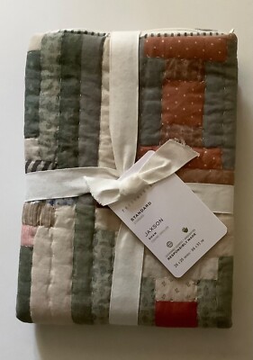 Pottery Barn JAXSON Patchwork Quilted Standard Sham New with Tags-image