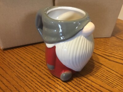 Pottery Barn Christmas Figural Gnome Mug NIB S/4-image