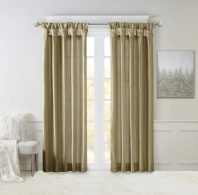 Madison Park Emilia Twist Tab Lined Window Curtain Panel 50x95-image