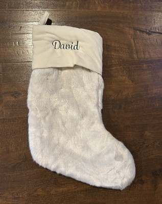 Pottery Barn Faux Fur Stocking Velvet Cuff Christmas Personalized DAVID-image