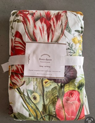 ** RARE FIND **  Pottery Barn Flora KING or CAL KING Duvet Cover -- 100% Cotton-image