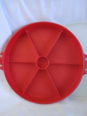 Vintage Tupperware 405-1  Red Divided Serving Tray 12