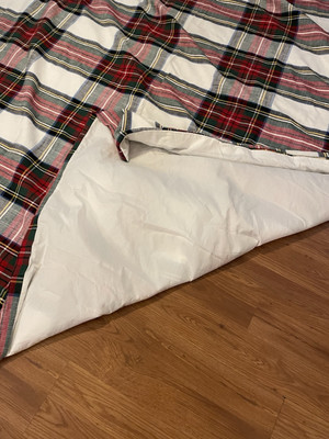Pottery Barn Stewart Tartan Plaid King / Cal King Duvet Ivory Christmas Cotton-image