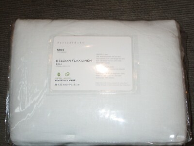 POTTERY BARN BELGIAN FLAX LINEN KING WHITE PILLOW SHAM  NEW-image