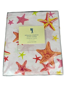 Pottery Barn Kids Bermuda Starfish Duvet Cover Twin Cotton Colorful 180 Thread-image