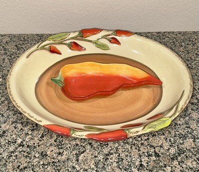 Clay Art Large Oval Serving Bowl With Pepper Shaped Dip Tray-image