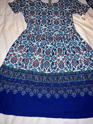 LuLaRoe XL 18/20 Blue/Orange Paisley Ornate Dip Floral Unicorn 🦄 16/18 New NWT-image