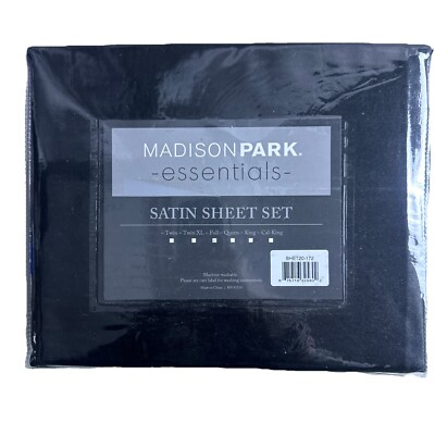 Madison Park Essentials Satin Sheet Set Bedding Soft Bed Set Full-image