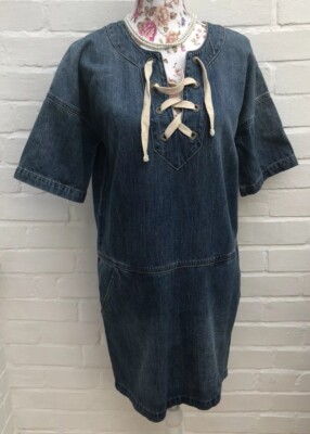 Lab Dip Paris Denim Dress Size 26 Medium/Large Shift Boxy Fit 14 16 Festival-image
