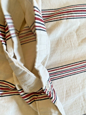 Pottery Barn King Duvet striped Ivory Red Blue Nautical Cover-image