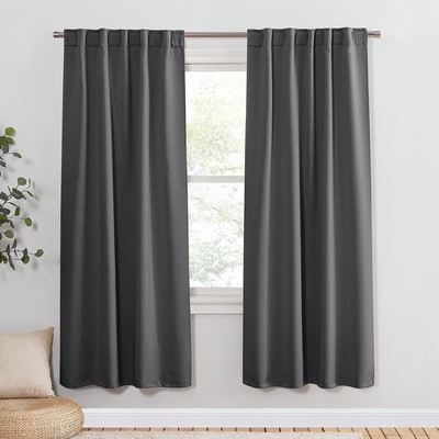 PONY DANCE Grey Window Curtains - 42 W x 72 L, Gray Blackout Thermal Drapes-image