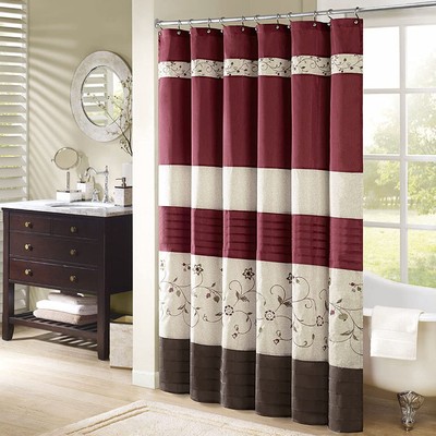 Serene Flora Fabric Shower Curtain , mbroidered Transitional Shower Curtains for-image