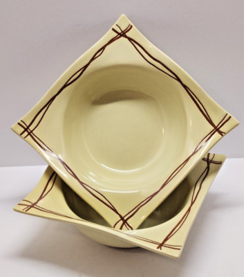Lot of 2 -Rim Soup Bowls Mystic Cove Yellow by STUDIO NOVA -HA102 -8 Inch Width-image