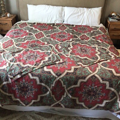 Pottery Barn Caesarea Israel Full/Queen Duvet Cover and 2 Shams Organic Cotton-image