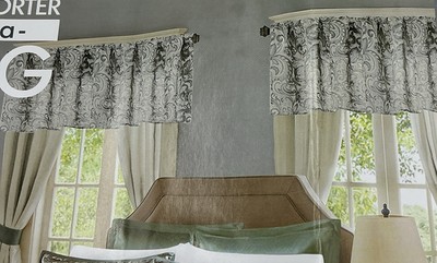 Madison Park Aubrey Jacquard Window Treatments Valances, Panels, Tiebacks-image