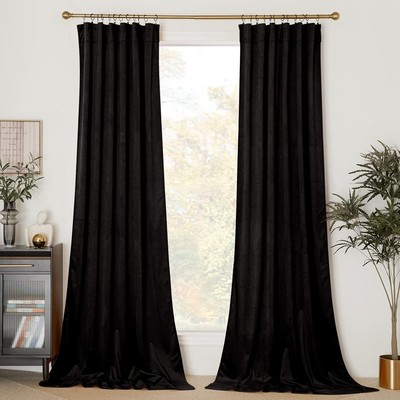 New-NICETOWN Halloween Black Blackout Extra Long Curtains for Backdrops, Thermal-image