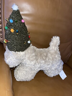 NWT Pottery Barn Dog with Christmas Tree Hat Shaped Pillow 17”x 11”  Free Ship!-image