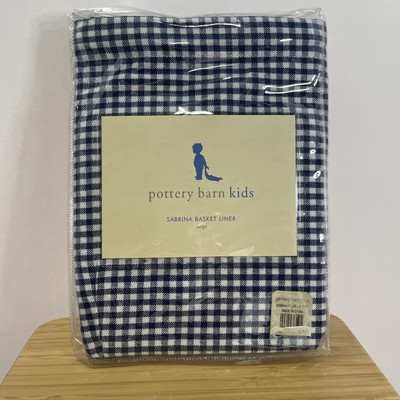 Pottery Barn Kids Sabrina Basket Liner Large Navy And White Gingham-image