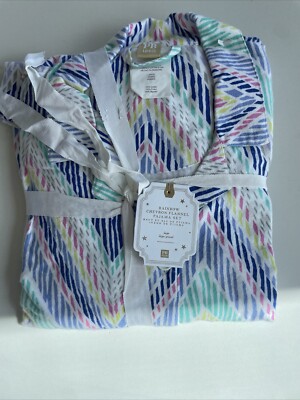 Pottery Barn Teen Rainbow Chevron Flannel Pajama Set Size Large-image