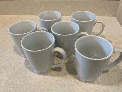 Set of 6 Pottery Barn Great White Coffee Mugs 4.25” 10 oz Footed Cup Coffee Tea-image
