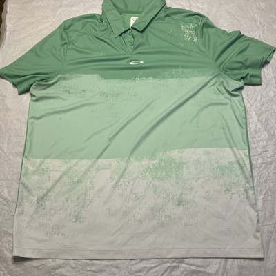 Oakley Polo Shirt Mens Large Green White Dip Dyed Performance Short Sleeve Polo-image