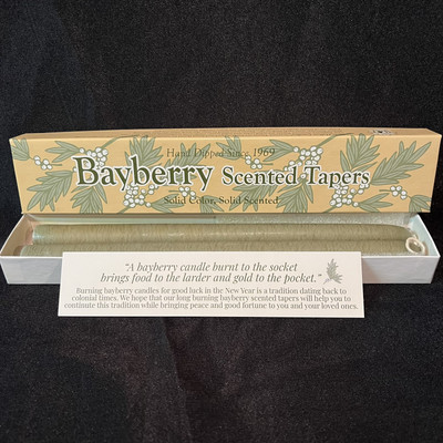 MOLE HOLLOW BAYBERRY Hand Dipped Scented Taper Green Candles 10