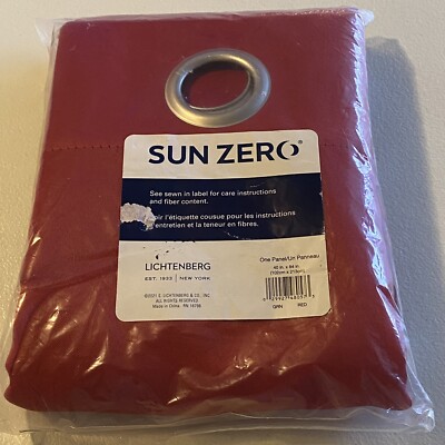Sun Zero Easton Blackout Energy Efficient Grommet Curtain Panel 40x84 Red-image