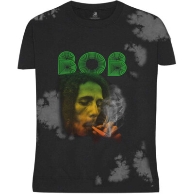 Bob Marley - Smoke Gradient - Dip Dye Grey T-shirt-image