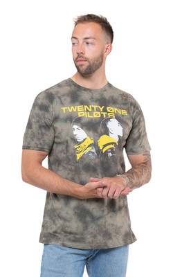 Twenty One Pilots T Shirt Back To Back Band Logo new Unisex Dip Dye Green-image