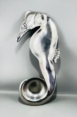 Vintage 1990 Mariposa Aluminum Large Seahorse Serving Chip n Dip Dish 16