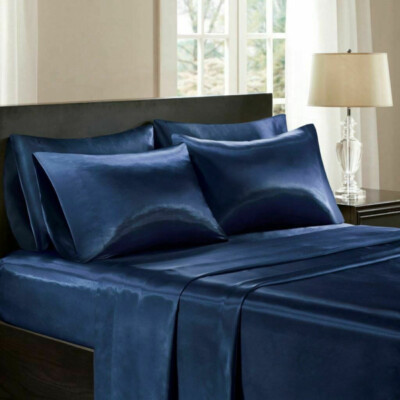 MADISON PARK 6 PIECE SHEET SET SIZE QUEEN COLOR ROYAL BLUE NIP-image