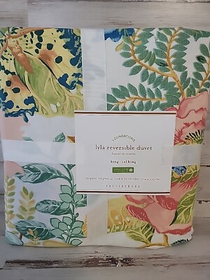 Pottery Barn Lyla King Reversible Organic Garden Duvet Cover Butterfly-image