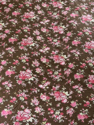 Pottery Barn Teen Twin Dorm Duvet Cover 67 x 85” Brown Pink Floral Cotton GUC-image