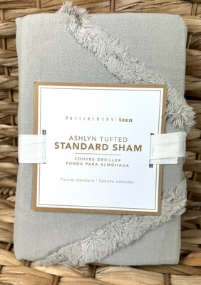 Pottery Barn Teen Ashlyn Tufted STANDARD Sham Tassels Light Gray NEW-image