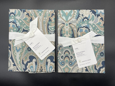 POTTERY BARN MACKENNA PAISLEY SET OF 2 KING SHAMS NEW W TAGS-image