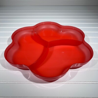 Tupperware Chip N Dip Flower Bowl Replacement Tray Lid 4625A Coral Excellent-image