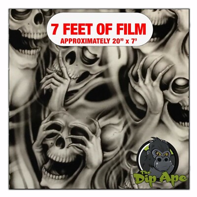 Hydrographic film Large See No Evil Skulls hydro dip dipping 7' x 20