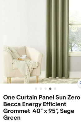 One Curtain Panel Sun Zero Becca Energy Efficient Grommet  40