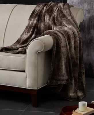 Madison Park Brown Duke Ribbed Faux-Fur Throw | 50