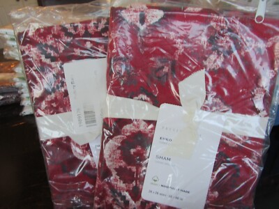 2 Pottery Barn Giovanna Medallion Shams Euro Red New w tags-image