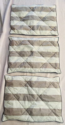 Pottery Barn Euro Shams Stripe Gray White Cotton Puffy Black Piping Bedding 3-image